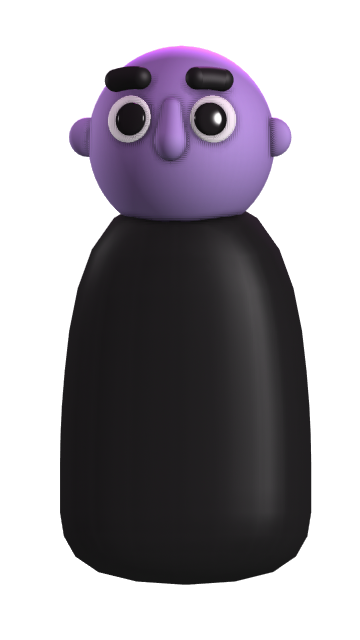 NookPad character with a lilac head and black body